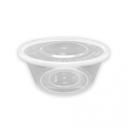Tarrina PP microondas redonda transparente 500 cc + tapas (50 und)(9)