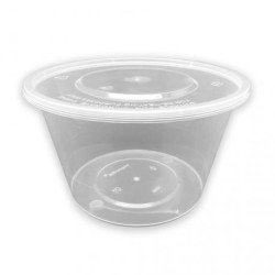 Tarrina PP microondas redonda transparente 1000 cc + tapas (50 und)(6)
