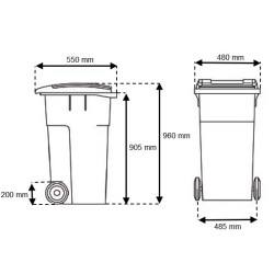 Contenedor plástico c/ruedas 120 L (Sin Pedal)