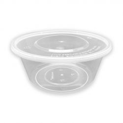 Tarrina PP microondas redonda transparente 750 cc + tapas (50 und)(6)