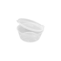 Tarrina PP c/tapa bisagra, transp.60 cc (100 und)(10)