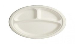 Plato Caña de Azúcar 26 cm 3 compartimientos (50 und)(10)