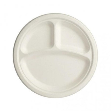 Plato Caña de Azúcar 26 cm 3 compartimientos (50 und)(10)