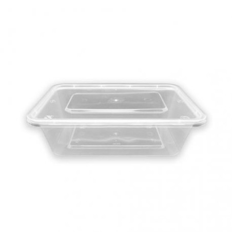 Tarrina PP microondas rectangular 650 cc + tapas 170x118x50 mm  (300 und)