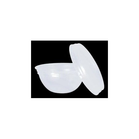 Tarrina PP microondas redonda transparente 200 cc + tapas (45 und)(10)