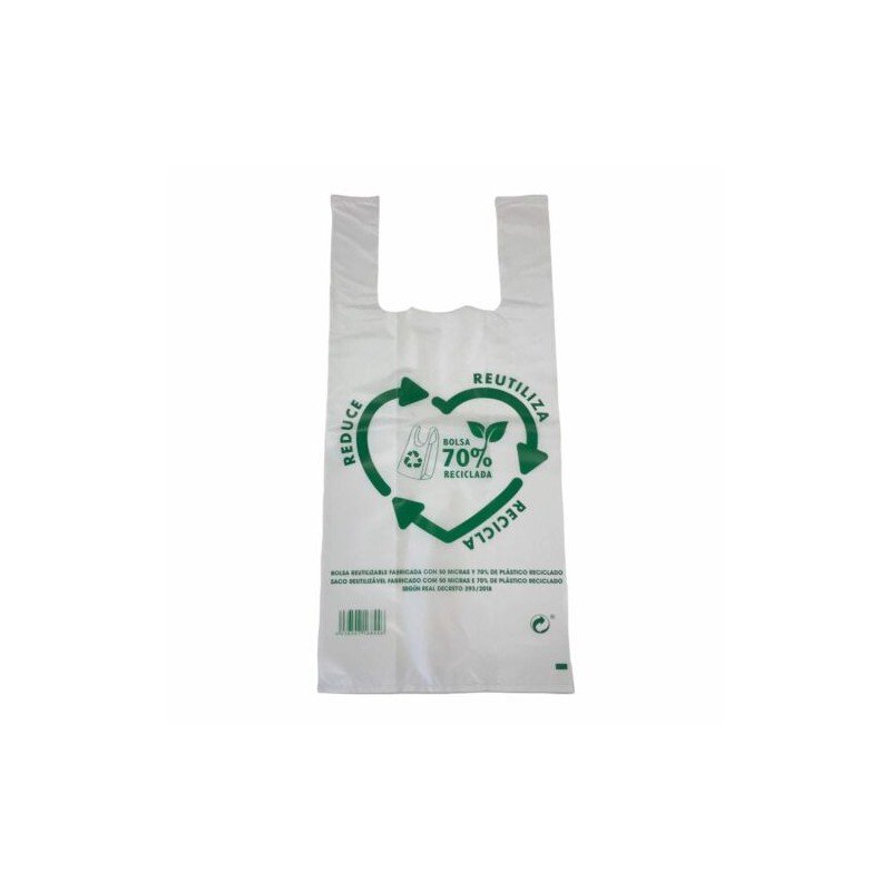 Bolsa Asa 35 x 40 Blanco Rec 70% Mat. Reciclado G200 (100 uds)(16)