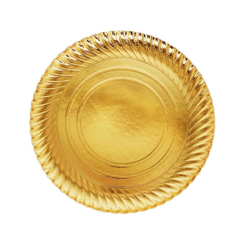 Plato cartón estriado 32 cm ORO (50 uds)