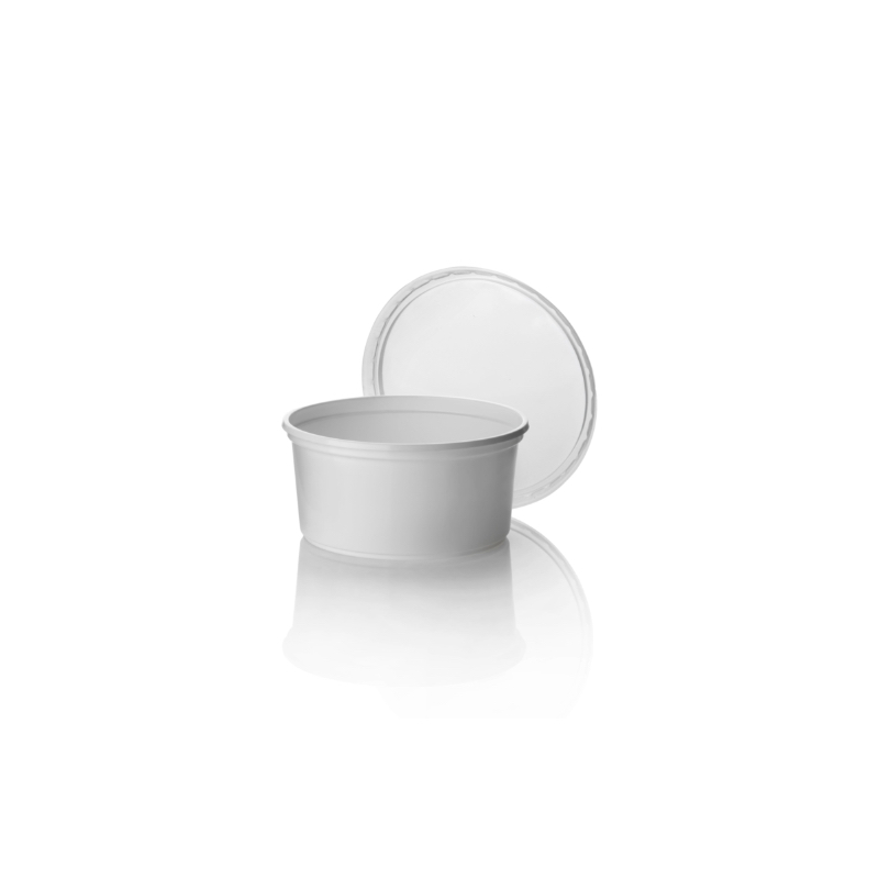 Tapa tarrina PP redonda blanca 200/250 cc transparente (100 und)(10)