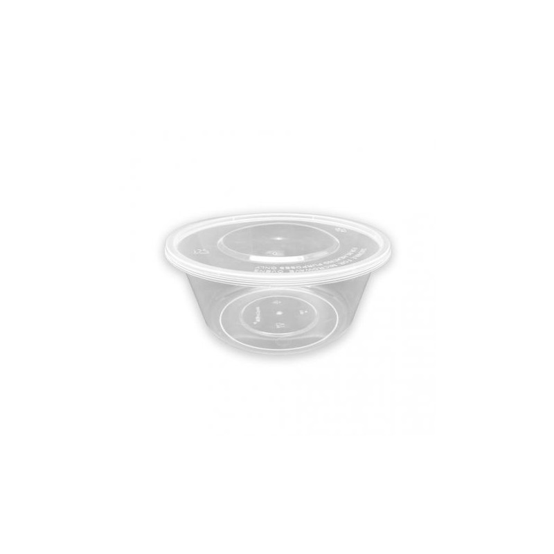 Tarrina PP microondas redonda transparente 500 cc + tapas (50 und)(9)