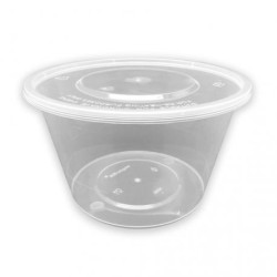 Tarrina PP microondas redonda transparente 1000 cc + tapas (50 und)(6)