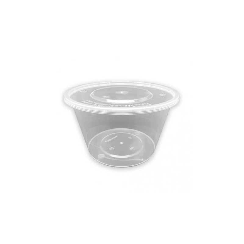Tarrina PP microondas redonda transparente 1000 cc + tapas (50 und)(6)