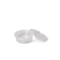 Tarrina PP microondas redonda transparente 250 cc + tapas (50 und)(10))