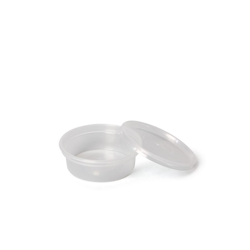 Tarrina PP microondas redonda transparente 250 cc + tapas (50 und)(10))