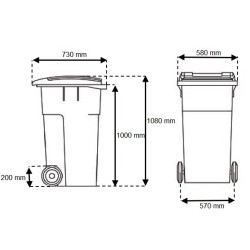 Contenedor plástico c/ruedas 240 L (Sin Pedal)