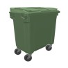 Contenedor de 800 L en Polietileno verde, cuatro ruedas