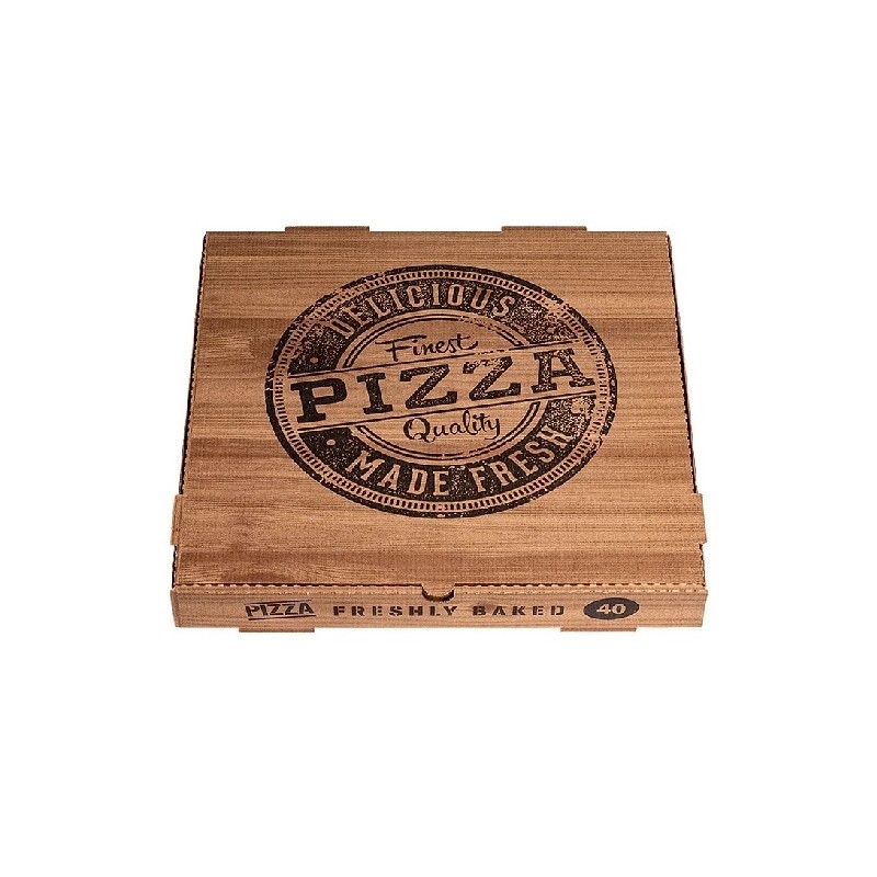 Caja de pizza 40 x 40 x 4 Kraf "Delicious" (50 und)
