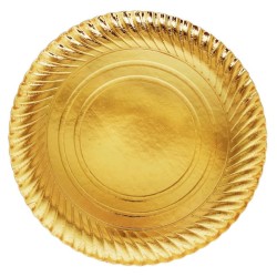 Plato cartón estriado 30 cm  ORO (100 und)