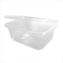 Tarrina rPET Rectangular c/tapa bisagra, transp. 2000 cc 147 x 210x115 mm(50 und)(4)