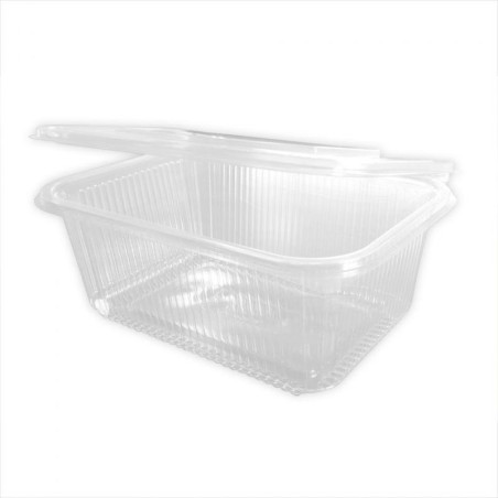 Tarrina rPET Rectangular c/tapa bisagra, transp. 2000 cc 147 x 210x115 mm(50 und)(4)