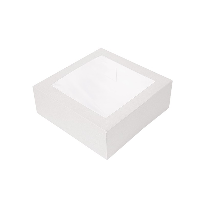 Caja tarta 28x28x10 cm (25 und) Blanca c/ventana (4)