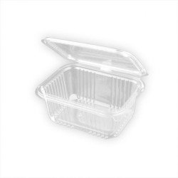 Tarrina rPET Rectangular c/tapa bisagra, transp. 500 cc 120x152x60 mm (125 und)(4)