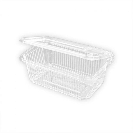 Tarrina rPET Rectangular c/tapa bisagra, transp. 1000 cc 192x130x75 mm(50 und)(8)