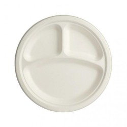 Plato Caña de Azúcar 26 cm 3 compartimientos (50 und)(10)