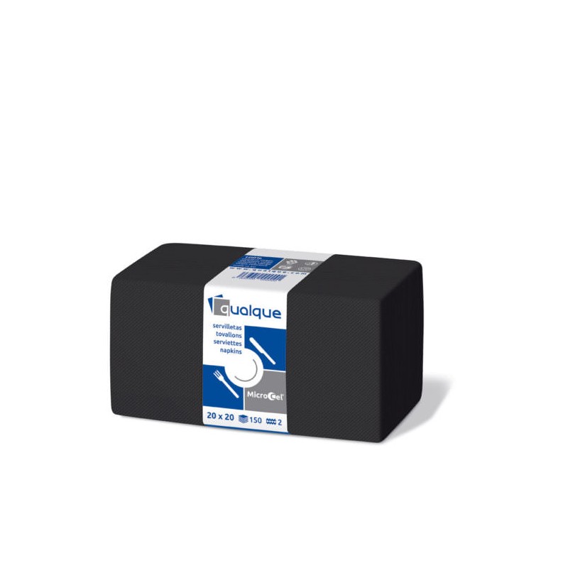 Serv. 20 x 20  Micropunto 2 capas  celulosa  color Negro (150 und)(30)