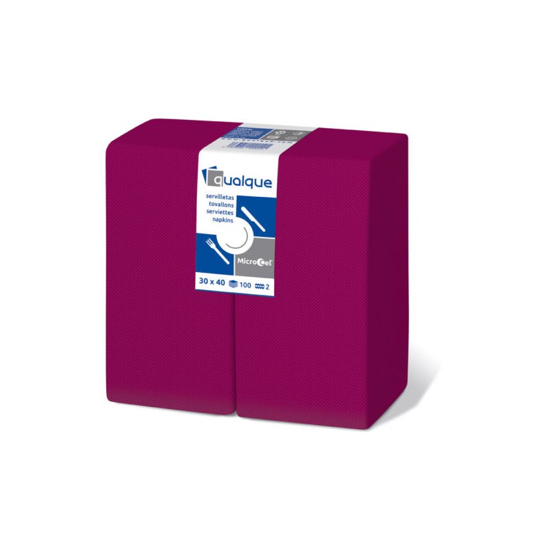 Serv. 30 x 40 cm. Micropunto 1/6 Americana, 2 Capa Celulosa Burdeos (100 und)(24)