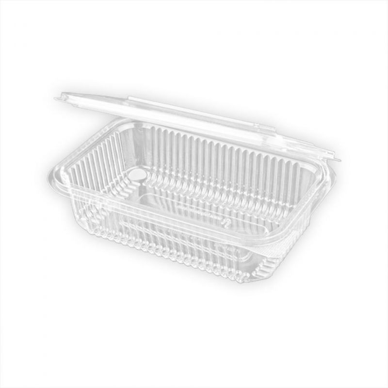 Tarrina rPET Rectangular c/tapa bisagra, transp. 750 cc192x130x55 mm (50 und)(8)