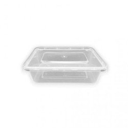 Tarrina PP microondas rectangular 500 cc + tapas 170x118x40 mm (50 und)(6)