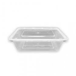 Tarrina PP microondas rectangular 650 cc + tapas 170x118x50 mm  (300 und)