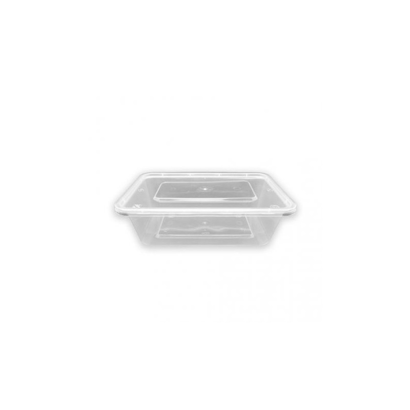 Tarrina PP microondas rectangular 650 cc + tapas 170x118x50 mm  (300 und)