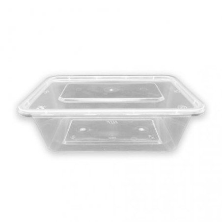 Tarrina PP microondas rectangular 750 cc  + tapas 170x118x57 mm (50 und)(6)
