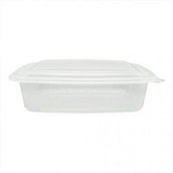 Tarrina PP c/tapa bisagra, transp. micro 750 cc (50 und)(8)