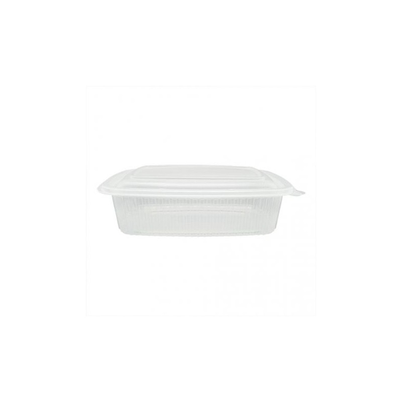 Tarrina PP c/tapa bisagra, transp. micro 750 cc (50 und)(8)