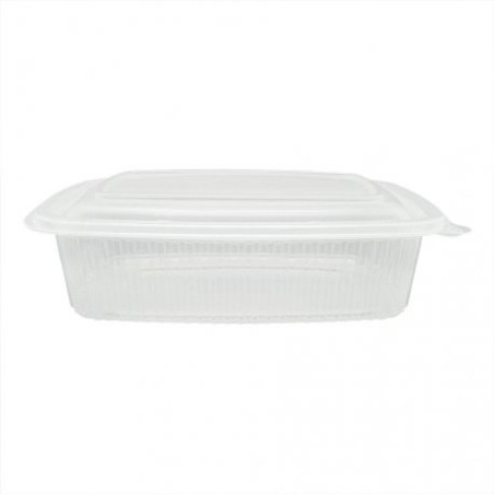 Tarrina PP c/tapa bisagra, transp. micro 750 cc (50 und)(8)