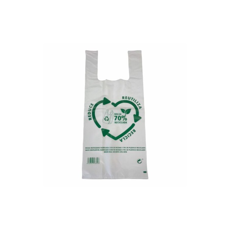 Bolsa Asa 35 x 40 Blanco Rec 70% Mat. Reciclado G200 (100 uds)(16)