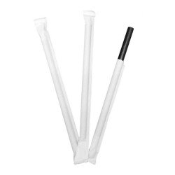 Cañita Papel Rígida Enfundada Negra 14 cm  D: 8 mm (250 und)(12)