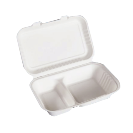 Envase portapicnic/hamburguesa Caña de Azúcar 2 comp 230 x 155 (50 uds)(10)