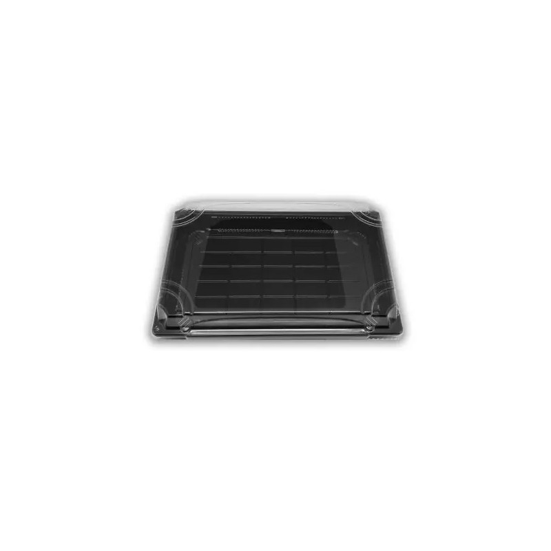 Envase Sushi PS 217 x 138 x 23 + Tapa PS Transparente Antivaho 219 x 140 x 33 mm (500 uds)